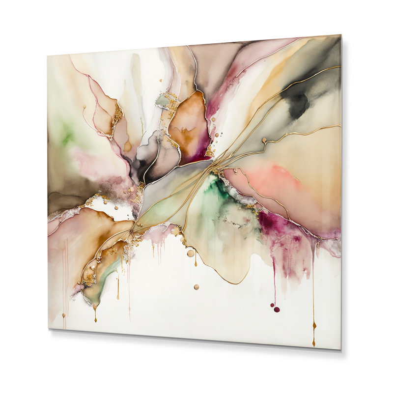Décoration murale liquide en métal avec une touche d'or IV, H 29 po x l 29 po x P 1 po