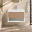 Base de meuble-lavabo flottant 30 po seulement, armoire murale moderne en MDF avec tiroir cannelé et tablette ouverte, blanc / chêne