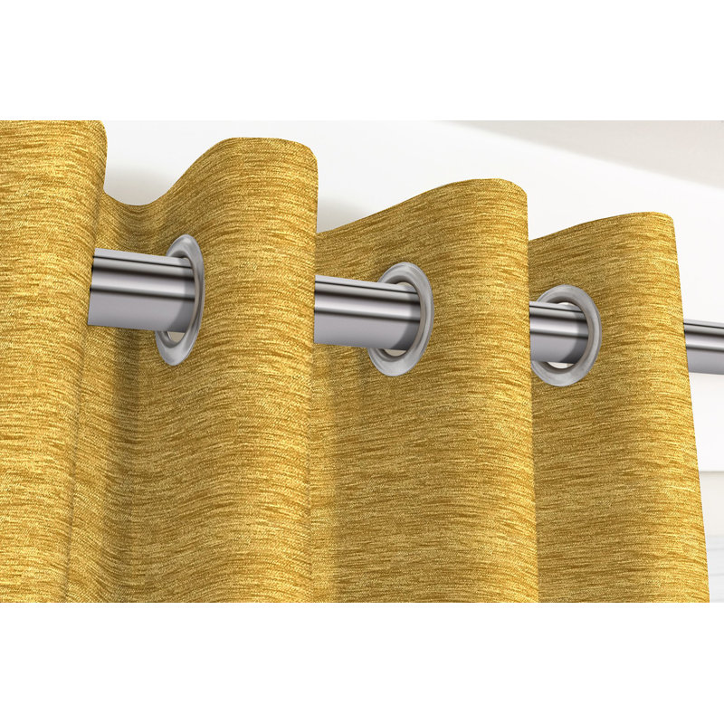 Cotton Blend Blackout Curtain, Yellow, 46"W x 72"L