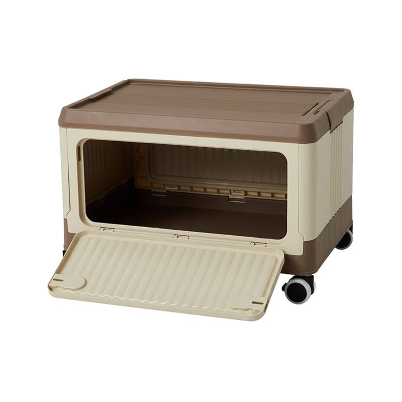 Plastic Storage Box with Wheels & Lid, Brown, 33.5" H x 54" W x 36" D