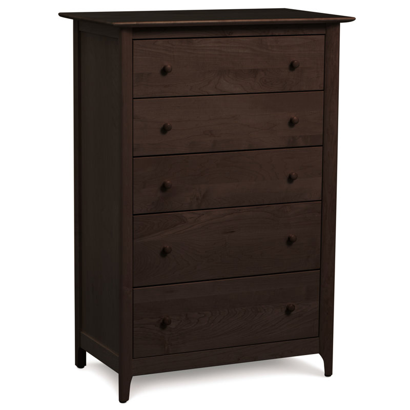 Sarah Solid Wood 33.75'' W 5 - Drawer Dresser, Smoke Cherry
