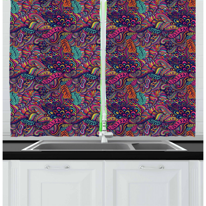Floral Tailored Kitchen Curtain