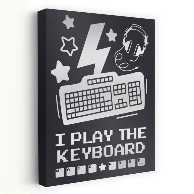 Je joue du clavier - Casque de clavier de jeu moderne Lightning Bolt Art, H 32 po x l 48 po