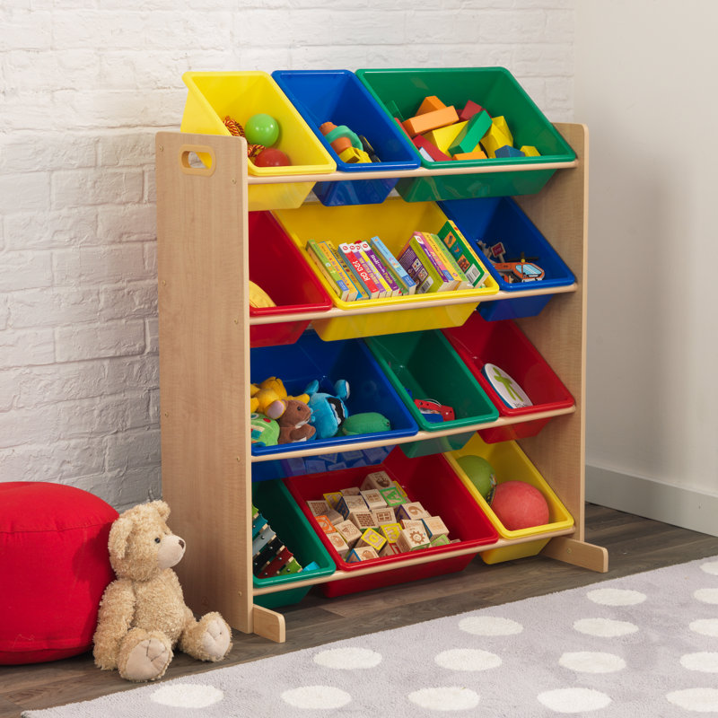 Sort It and Store It Kid Kraft Toy Organizer with Bins, Natural