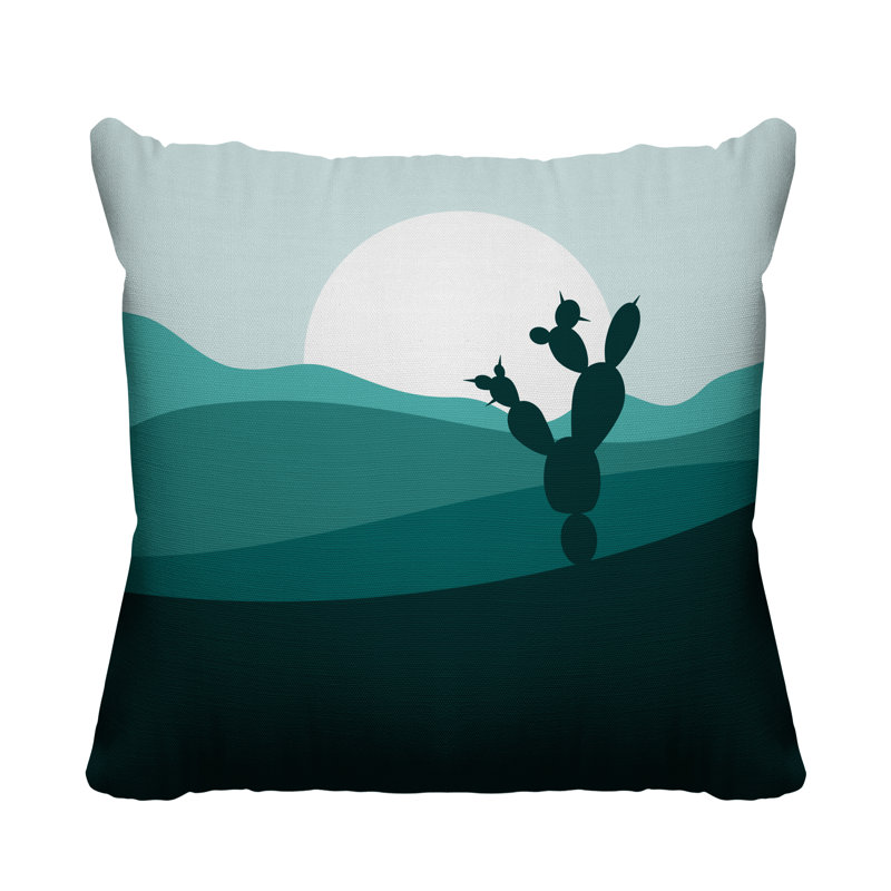 Coussin décoratif intérieur / extérieur Minimalist Desert, L 19 po x H 19 po, Turquoise