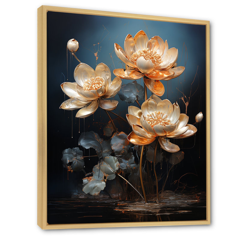 «Harmony Mystique Lotus I» sur toile, Cadre flottant naturel, H 44 po x l 34 po x P 1,5 po