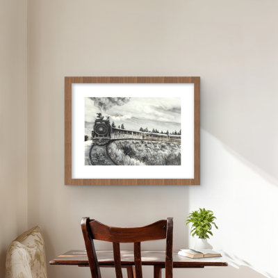 Steam Engine Train - Landscapes Man Cave Framed Print Decor