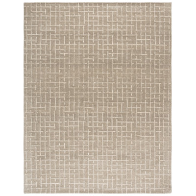 Ebony Hand Tufted Wool, Cotton Geometric Indoor Rug