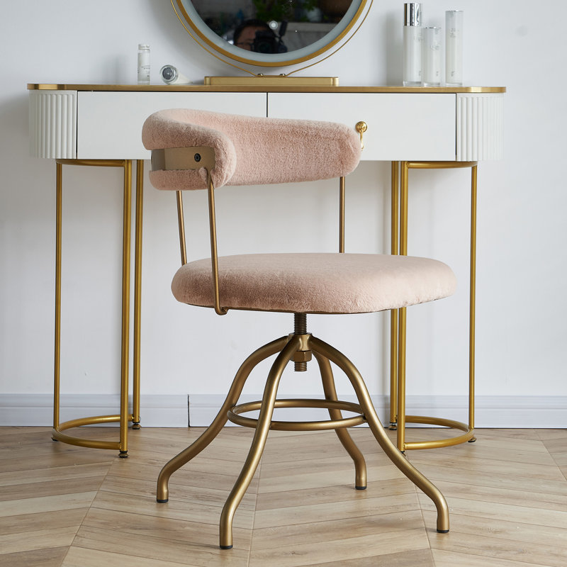 Chaise de bureau pivotante Milahni, Rose