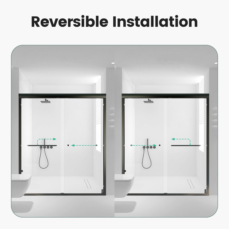 Semi-Frameless Double Sliding Shower Door, Black