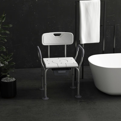 Siège de douche blanc avec - 31 et chaise de toilette, baignoire réglable pour personnes âgées handicapées, 31, hauteur, très large