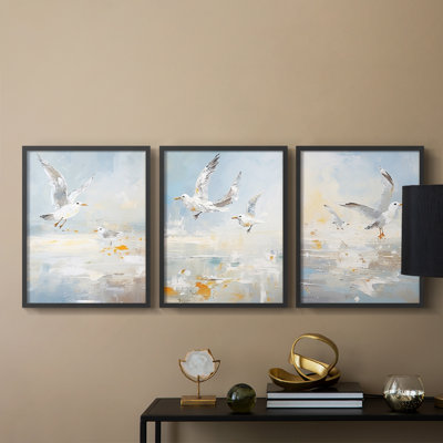 Sea and Shore  Series  CVIII  -Set Of 3 Framed Giclee Prints -Ready to Hang