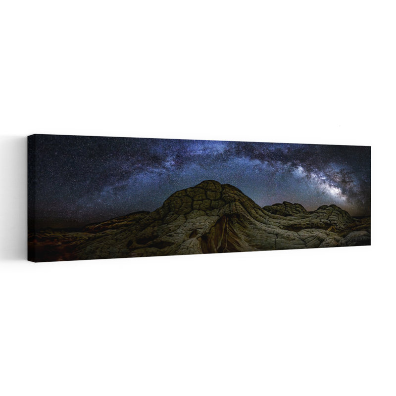 Milky Way Over White Rocks by Mei Zhang APA - Wrapped Canvas Panoramic Print, 121.92 cm H x 40.64 cm W