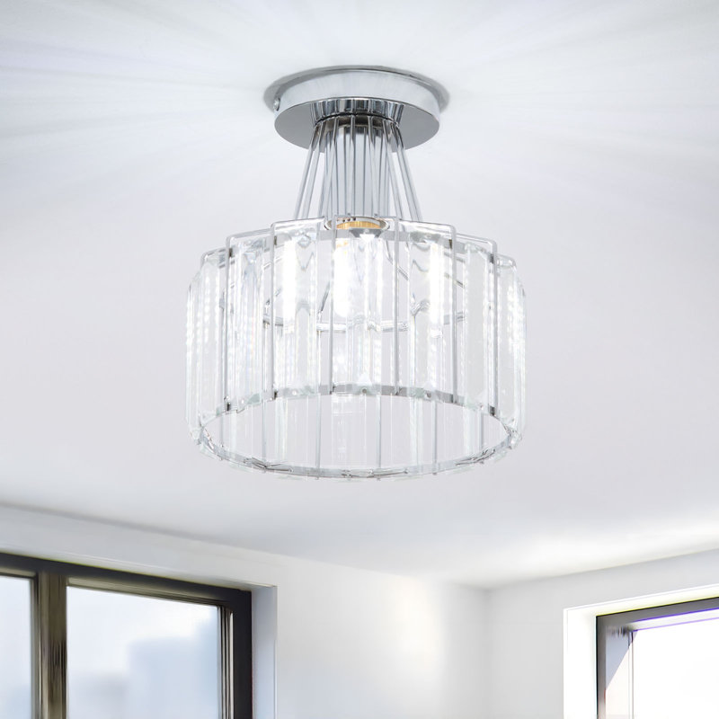 Crystal Semi Flush Mount, Silver