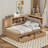Full Size Corner Bed Frame With Storage Bookcase And Upholstered Headboard, Charging Station And Drawers-108195607-108195612