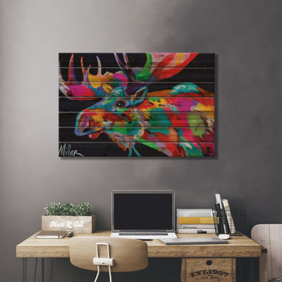 «Bull Moose On Wood» par Tracy Miller, impression graphique