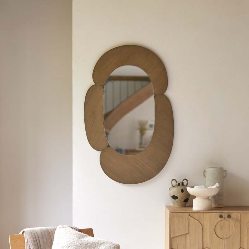 Eda Novelty Solid Wood Mirror, 29.13" x 44.88", Natural Wood