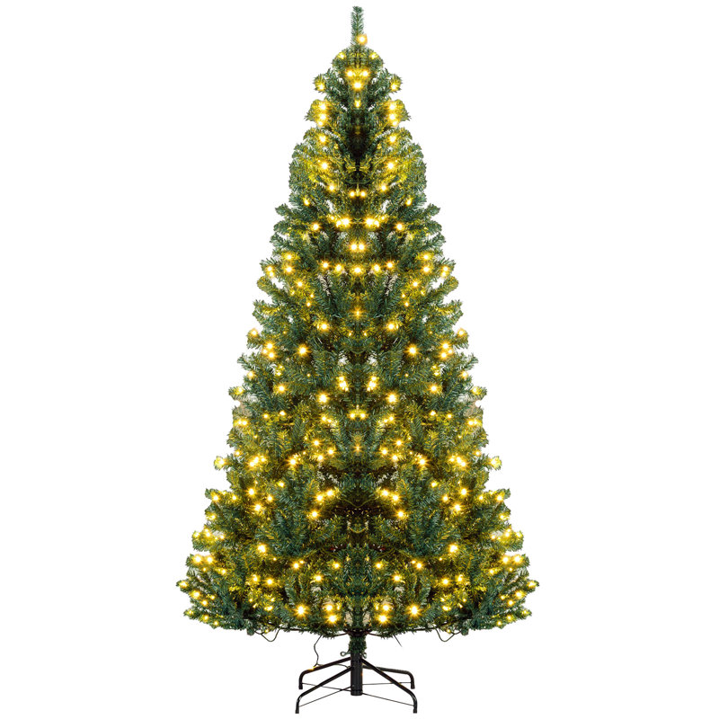 Sapin de Noël artificiel 7,5 pi avec branches réalistes, 500 lumières DEL blanc chaud et 1346 pointes, H 7,38 pi