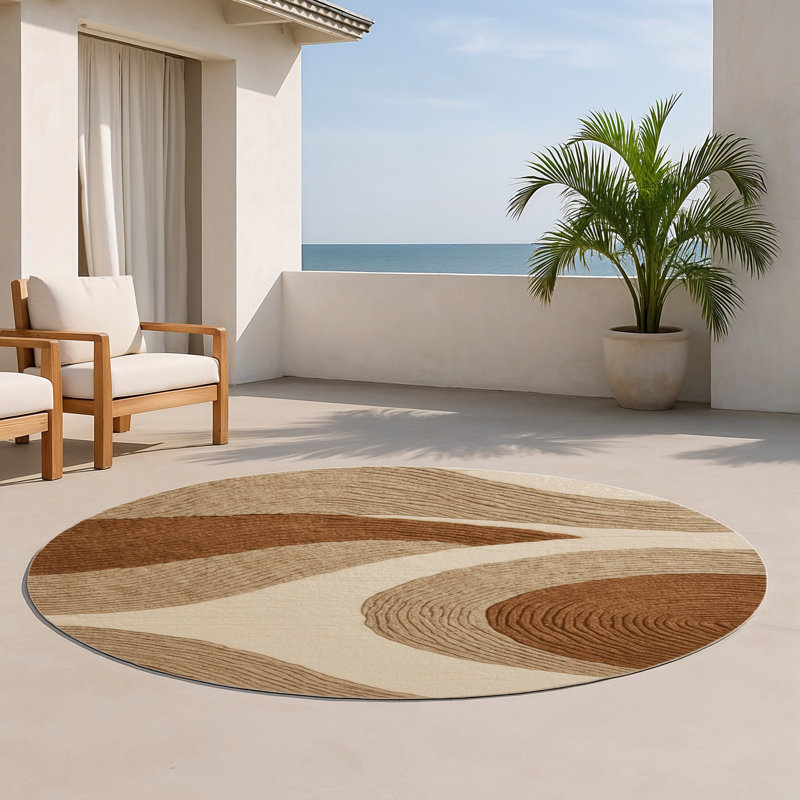 Tapis d'intérieur et d'extérieur brun Nature, Rond 5 pi