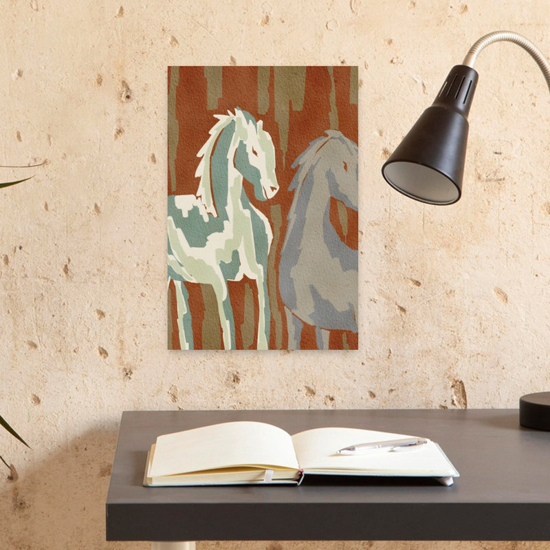 Abstrait, forêt abstraite, chevaux, cheval contemporain minimaliste, forêt, art mural