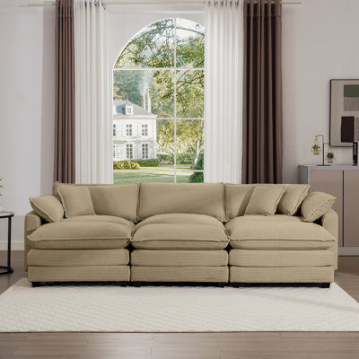Ensemble de canapé surdimensionné à coussin modulaire, repose-pieds portatif, ensemble de canapé d'angle à dossier bas en L à assise profonde