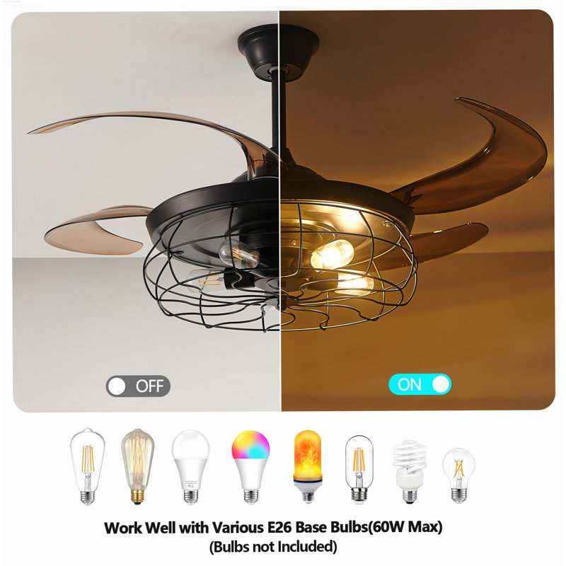 Ventilateur de plafond industriel encastré noir clair 48 "