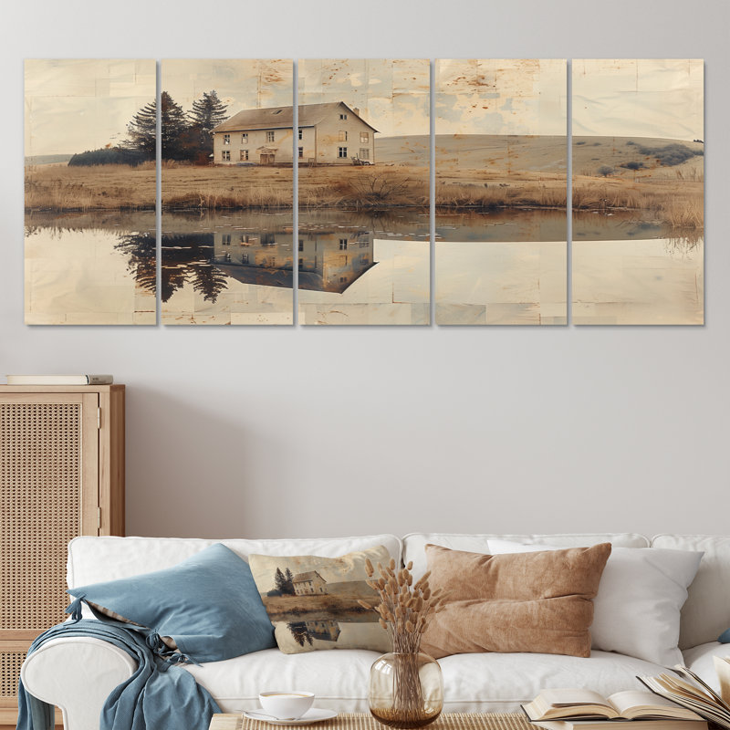 «Brown American Farm Landscape III», ensemble d'art sur toile, H 32 po x l 80 po