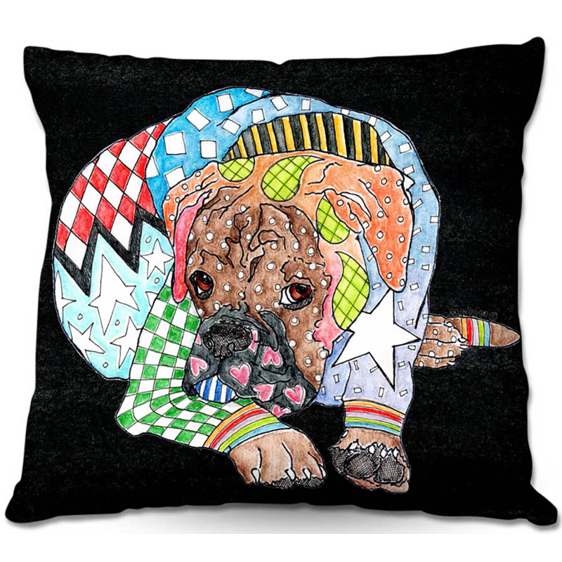  Coussin Couch Boxer Dog, 16 po x 1 po, Noir