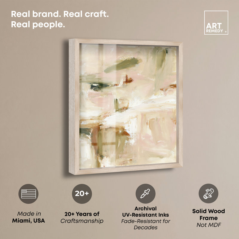 Décoration murale crème Illusion II, H 20 po x l 16 po, Cadre en chêne naturel