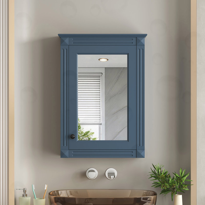 Armoire de rangement murale avec miroir, Blue