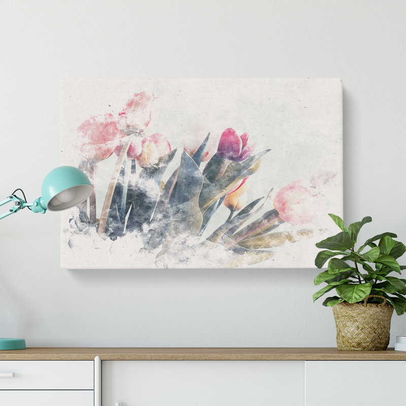 Bunch Of Pink Tulips - Wrapped Canvas, 40cm H x 60cm W x 3cm D