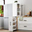 Armoire de rangement H 70,87 po, étagère de rangement coulissante multi-fonctions à 4 niveaux et 2 portes en verre, grande bibliothèque moderne en bois pour le bureau à domicile-1011049012