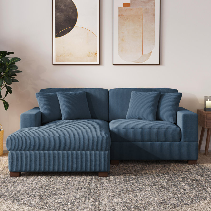 2 Seater Corduroy Sofa & Chaise, Left Hand Facing