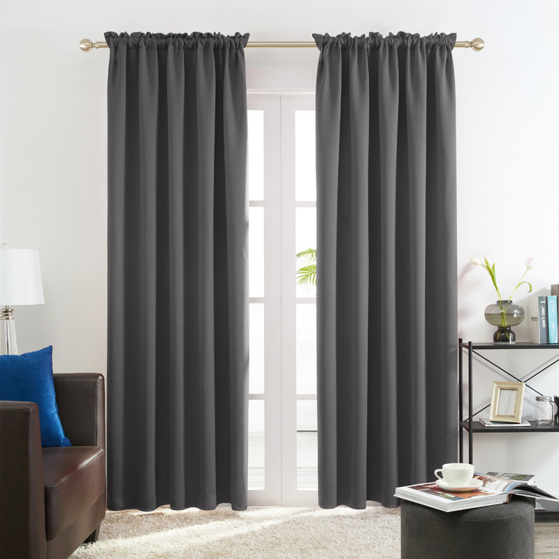 Harlowe Room Darkening Curtain Pair, 38" W x 45" L, Dark Gray
