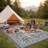 Reversible Outdoor Plastic Rug 9x12ft, Grey/White - Waterproof, Easy Clean, UV Resistant Patio Mat, Low Pile Striped Carpet for Garden, Camping, RV-1585542027-1585542028