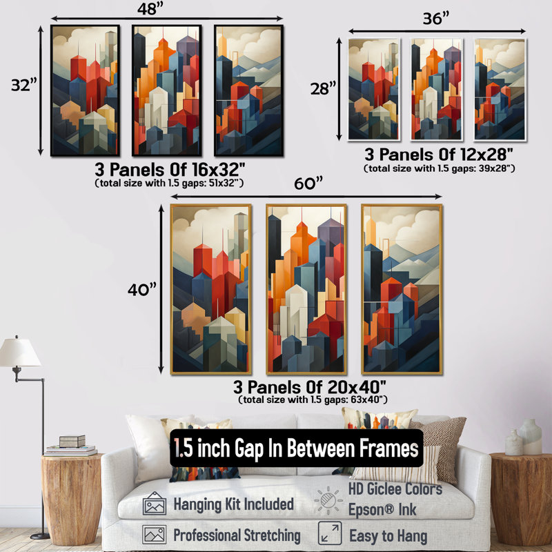 «Cubic Los Angeles Skyline - Los Angeles», art mural, Cadre flottant noir, H 28 po x l 36 po x P 1 po