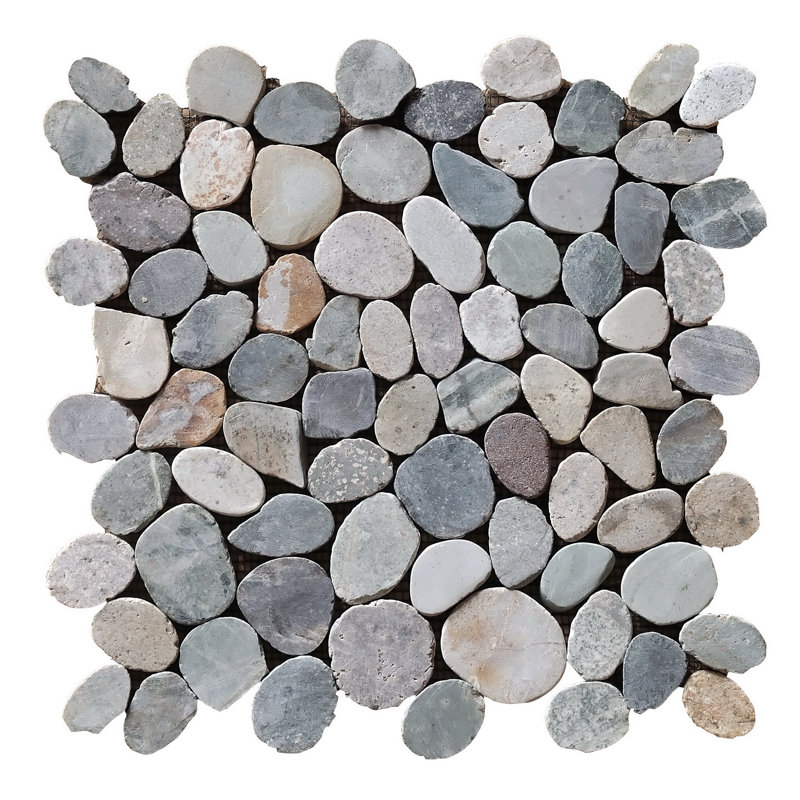 12" x 12" Natural Stone Pebble Tile in Mixed