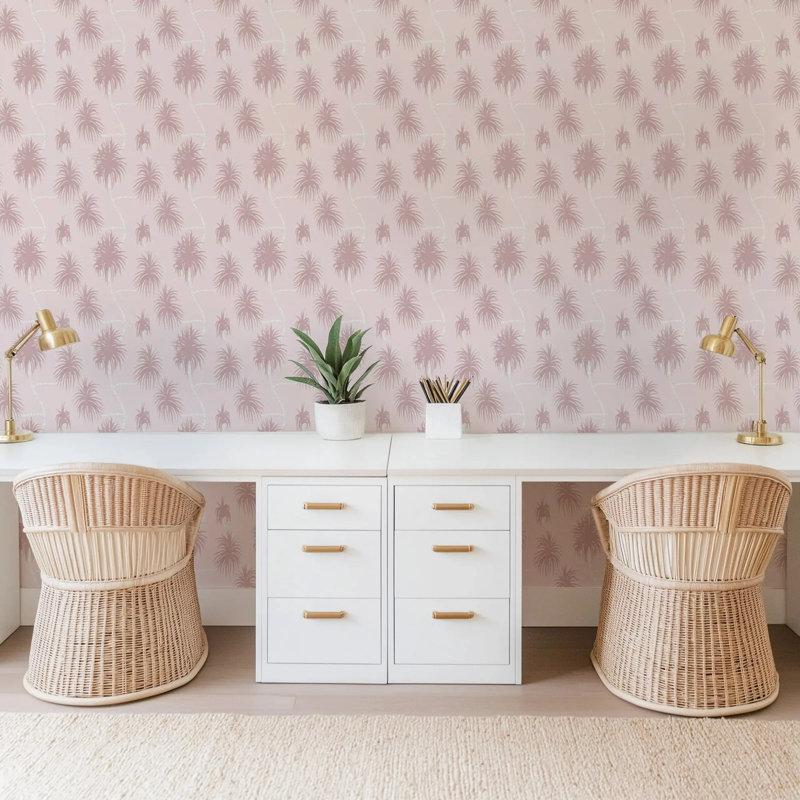 Dragon Tree - Wallpaper, Blush Pink, Peel & Stick, Self-adhesive