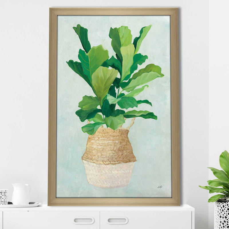 Palmier tissé II - Peinture, Encadrement champagne, H 49,5 po x l 33,5 po x P 1 po
