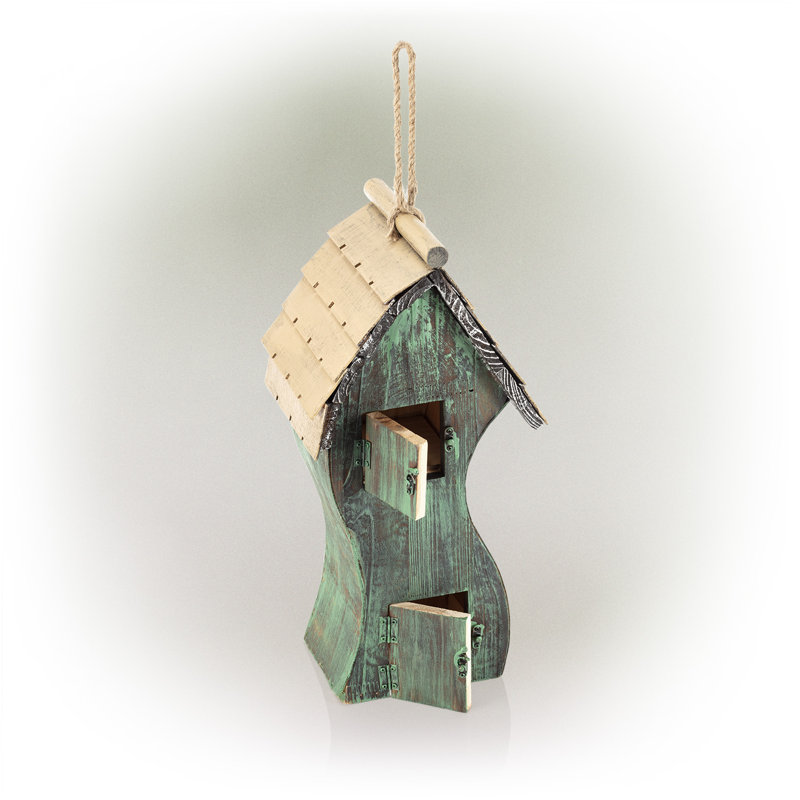 Kenzo 16'' H x 7'' W x 8'' D Hanging Weather Resistant Birdhouse, Green