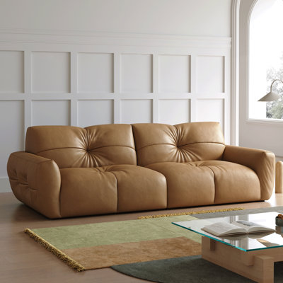 Brown Genuine Leather Modular Sofa cushion couch