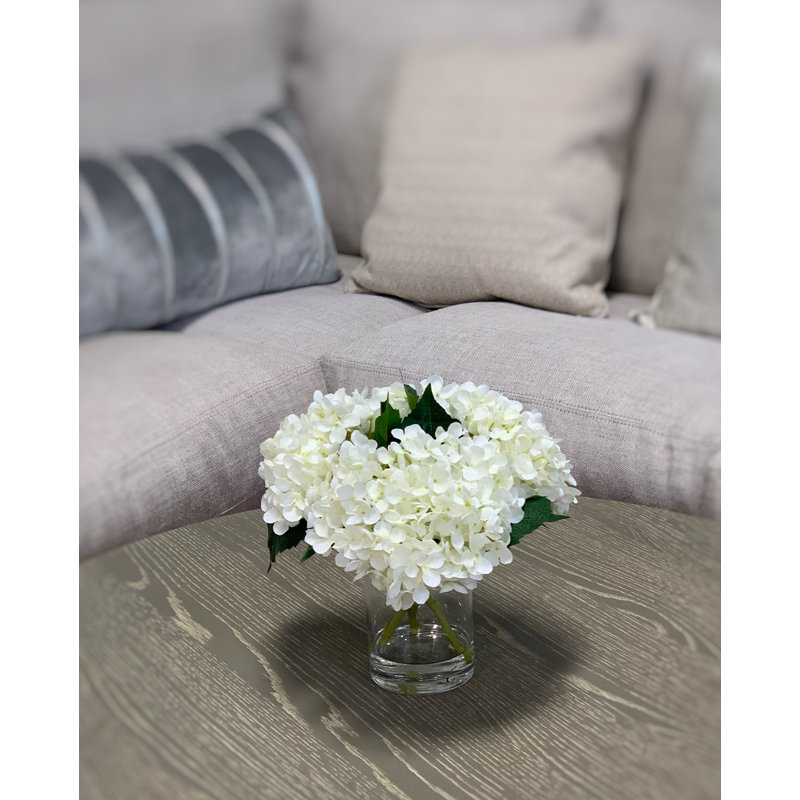 White Hydrangea in Glass Vase