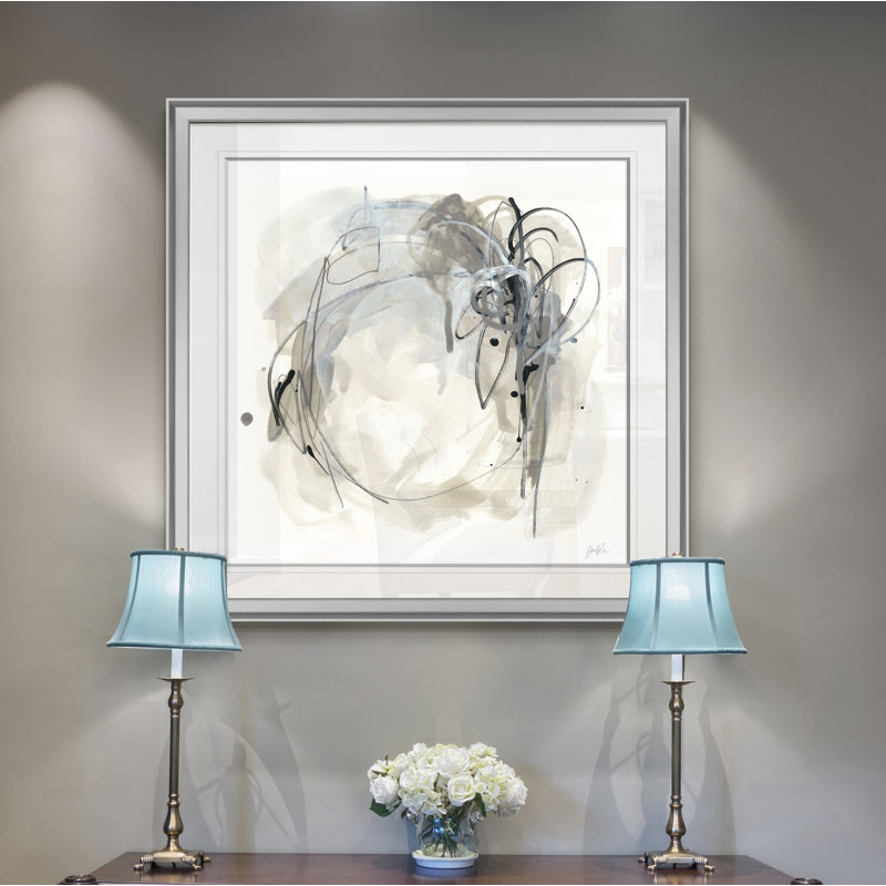« monochrome diaspora i », peinture, H 24 po x l 24 po x P 1,5 po, Cadre argenté
