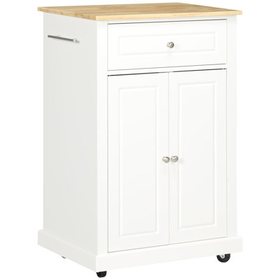 Portable Kitchen Utensil Cart, Cream White, Drawer, Adjustable Shelf, 2 Towel , Space Saving White