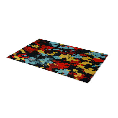 Stylish Woven Carpet (4 x 6 ft), 100% Polyester, 0.4 in Pile Height | Antibacterial, Non-Slip Underside | Machine Washable, 3D Digital Printing | Perfect for Living Room, Bedroom, and Home Decor