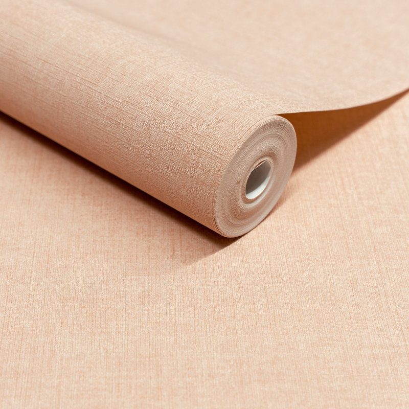 Inia Collection Textile Plain Wallpaper Roll, Pink