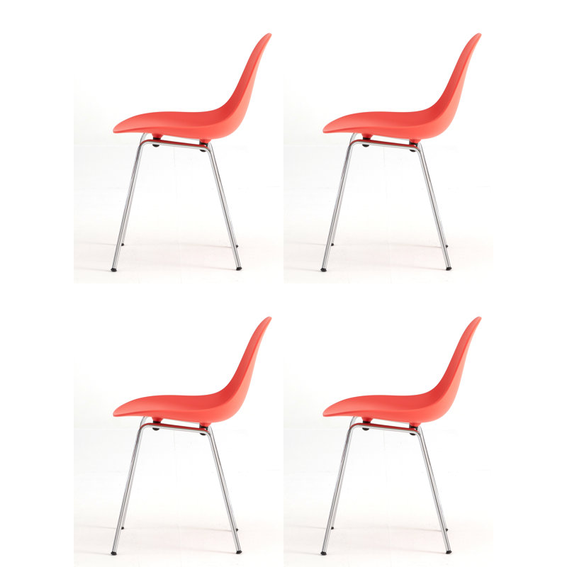 TA Side & Dining Chair (Set of 4), Red/Chrome