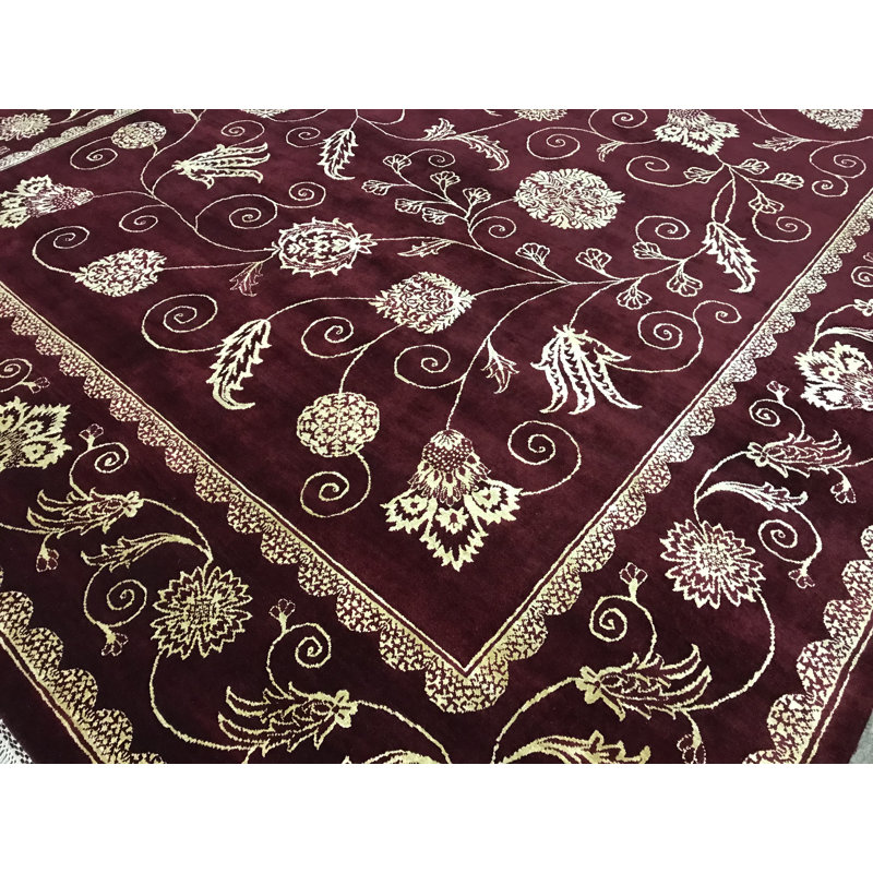 Tapis rouge noué à la main de haute qualité