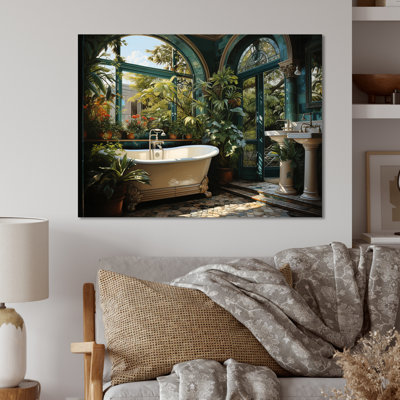 «Bathroom Botanical Retreat III» - Art mural en métal