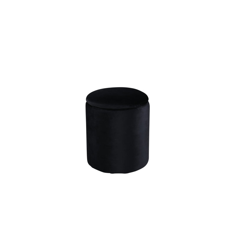 Darence 32cm Wide Round Pouf Ottoman, Black